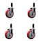 Service Caster 5'' Red Poly Wheel Swivel 1-1/4'' Expanding Stem Caster Set, 4PK SCC-EX20S514-PPUB-RED-114-4 - alternate 1